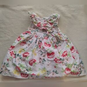 Janie & Jack White Floral Ruffle Dress Short Sleeve Size 18-24 Month Ful…